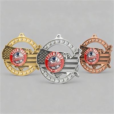 Medali Baseball karo Rhinestones